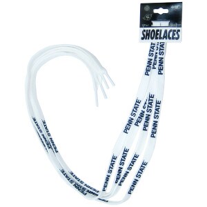 white shoelaces with repeating navy Penn State
